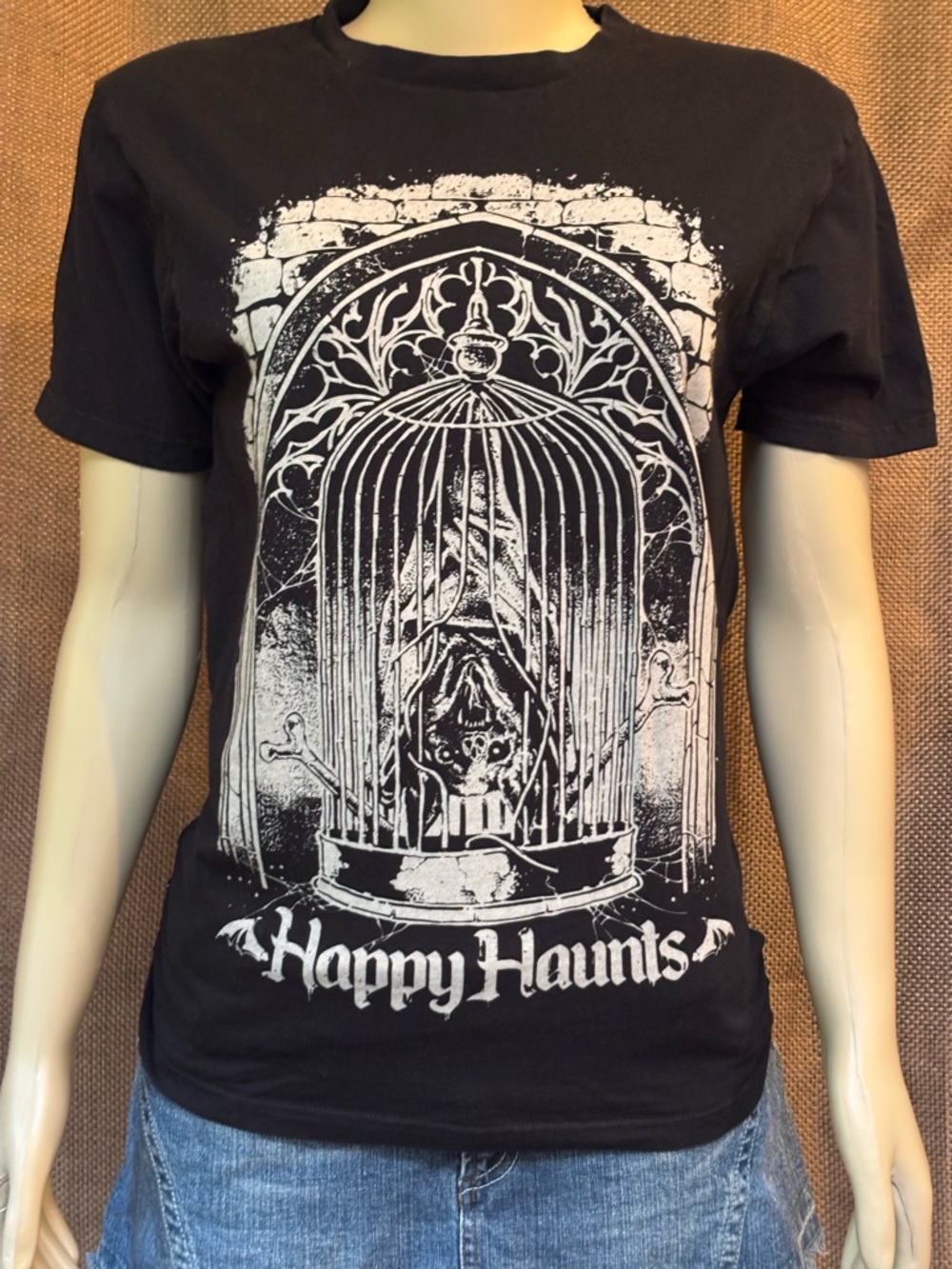 Happy Haunts Black Graphic Tee Small